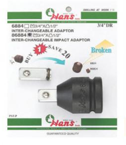 Адаптор за гедоре ударен 3/4''-1/2'' със сменяем квадрат Hans Tools