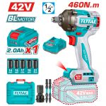 Акумулаторен ударен безчетков гайковерт 1/2" 42V 2Ah  TOTAL INDUSTRIAL